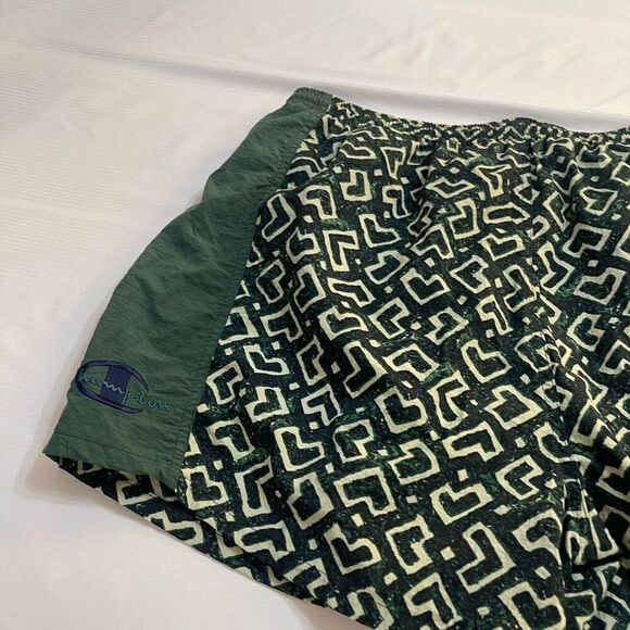 Champion Green Retro Geometric Swim Trunks Size Large - Picture 6 of 7